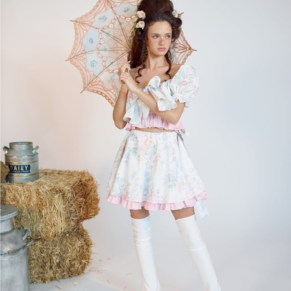 BNWT Authentic Selkie cotton wrap-style “Mrs Darcy Picnic Skirt” - Picture 3 of 4